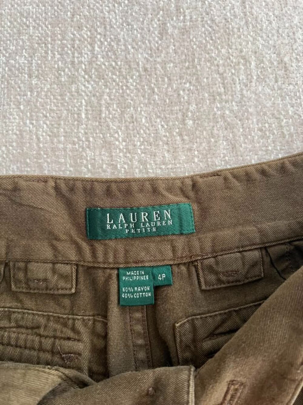 Lauren Ralph Lauren Petite 4P Brown Cargo Pants Women Utility Wide Leg - Picture 14 of 14
